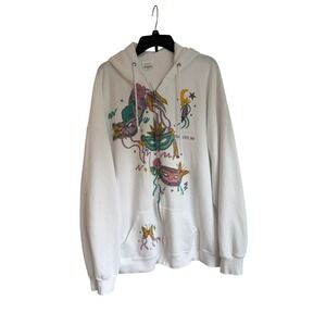 Vintage Ocean City MD Masquerade Mask‎ Zip Hoodie White 3XL Made in USA 90s